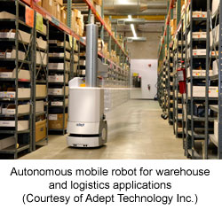 Autonomous mobile robot for warehouse and logistics applications (Courtesy of Adept Technology Inc.)