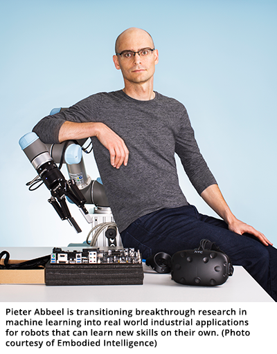 Pieter Abbeel is transitioning breakthrough research in machine learning into real world industrial applications for robots that can learn new skills on their own. (Photo courtesy of Embodied Intelligence)