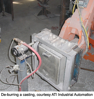 De-burring a casting, courtesy ATI Industrial Automation
