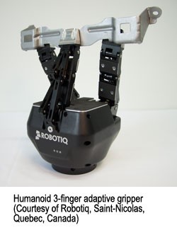 Humanoid 3-finger adaptive gripper (Courtesy of Robotiq, Saint-Nicolas, Quebec, Canada)