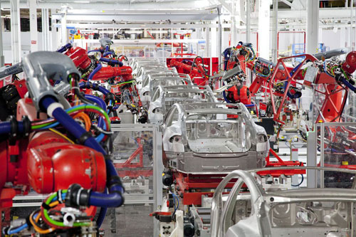 Factory automation in an automotive plant.