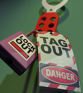 Lockout/tagout requires that you remove the hazardous energy source associated with a machine before performing maintenance activities.