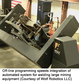 Off-line programming speeds integration of automated system for welding large mining equipment (Wolf Robotics LLC)