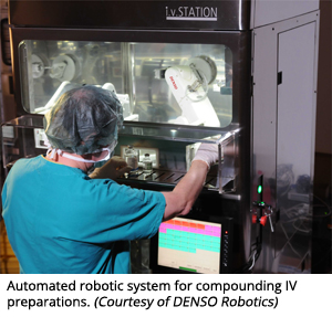 Automated robotic system for compounding IV preparations (Courtesy of DENSO Robotics)