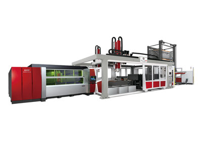Sheet metal laser processing machine with automated sorting system