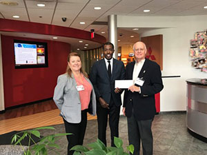 From left: Kathleen Burley, executive director at GCAMP; Derrick Jordan, mechatronics engineering group manager at Mitsubishi Electric Automation, Inc.; Paul Rimington, treasurer/director at GCAMP.