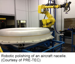 Robotic polishing of an aircraft nacelle (Courtesy of PRE-TEC)