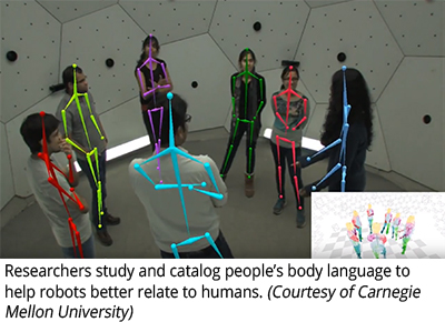 Researchers study and catalog people’s body language to help robots better relate to humans. (Courtesy of Carnegie Mellon University)